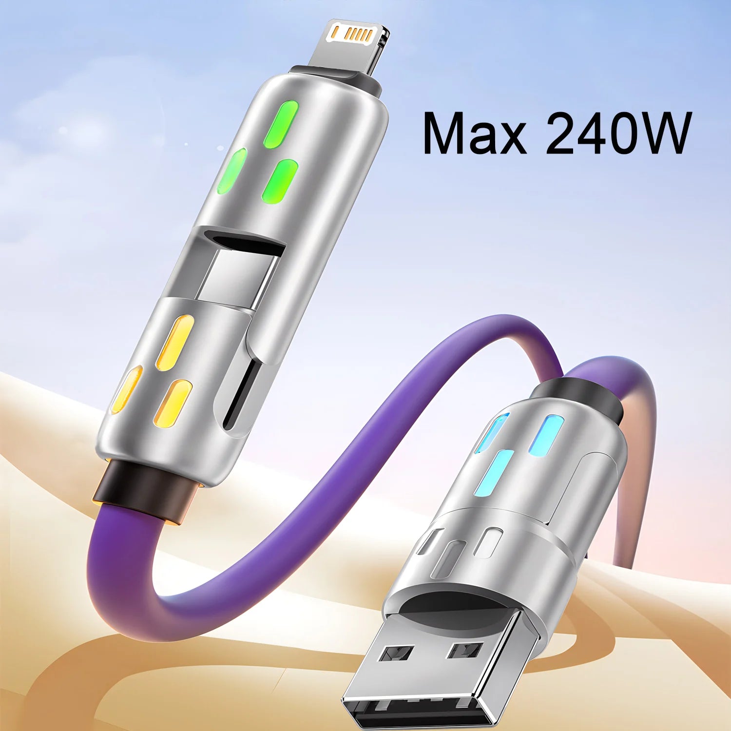 4-IN-1 240W USB Type C To USB C Cable PD Fast Charger Wire For iPhone 16 Pro Max 15 iPad Xiaomi Samsung Tablet 1M Data Cord 2Pcs