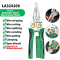 LAOA 8 in 1 Electrician Wire Stripping Pliers Multifunctional Electricians Maintenance Pliers Stripper Cable Crimper Pliers Tool