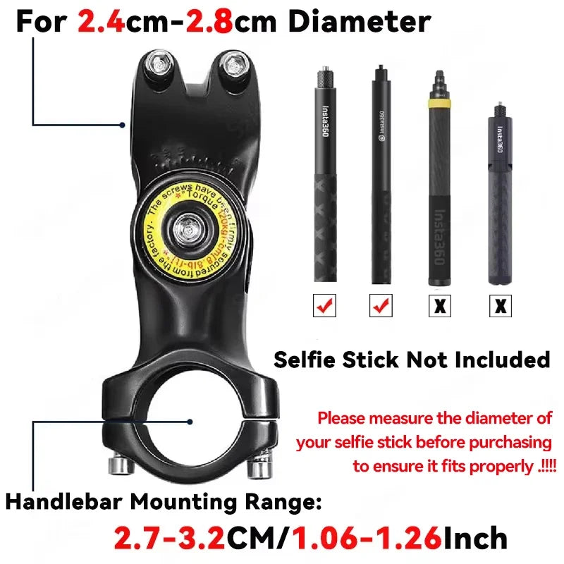 Motorcycle Bicycle Selfie Stick Monopod Mount Handlebar Bracket for Insta360 X5 X3 X4 GoPro Hero 13 12 11 10 9 8 DJI Accessories